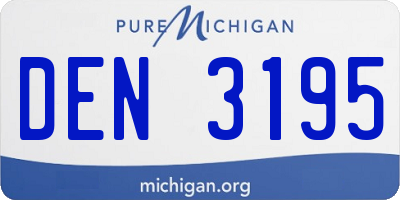 MI license plate DEN3195