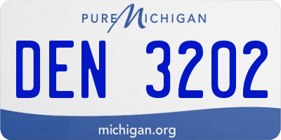 MI license plate DEN3202
