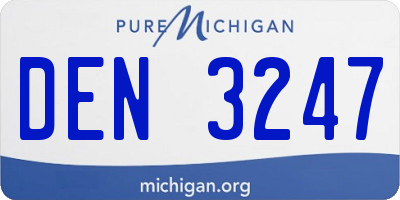 MI license plate DEN3247