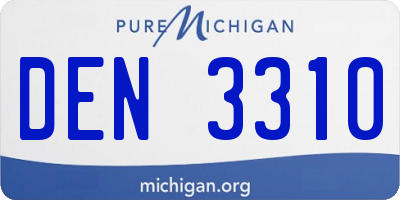MI license plate DEN3310