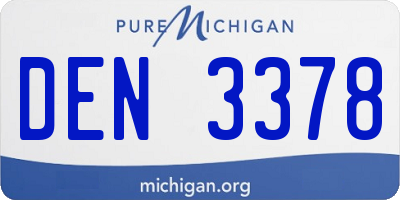 MI license plate DEN3378