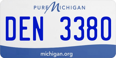 MI license plate DEN3380
