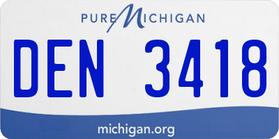 MI license plate DEN3418