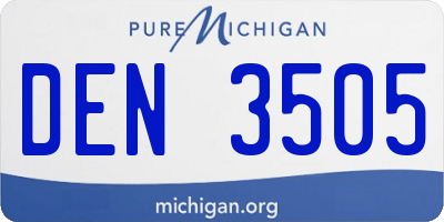 MI license plate DEN3505