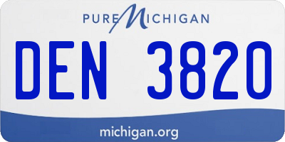 MI license plate DEN3820