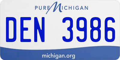 MI license plate DEN3986