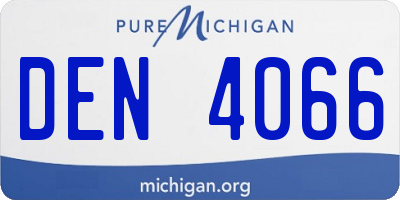 MI license plate DEN4066