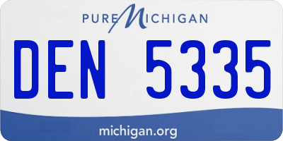 MI license plate DEN5335