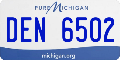MI license plate DEN6502