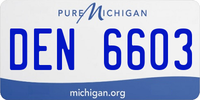 MI license plate DEN6603