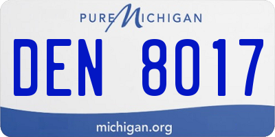 MI license plate DEN8017