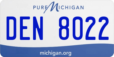 MI license plate DEN8022