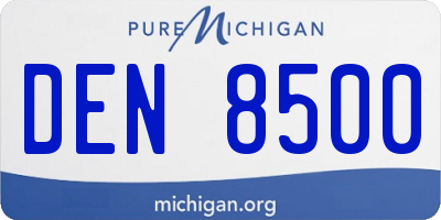 MI license plate DEN8500