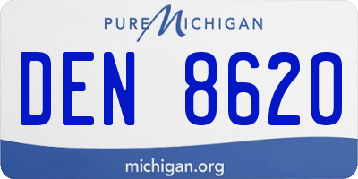 MI license plate DEN8620