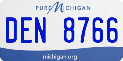 MI license plate DEN8766