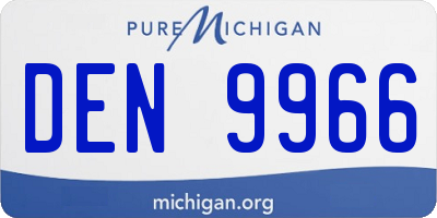 MI license plate DEN9966