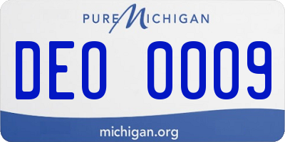 MI license plate DEO0009