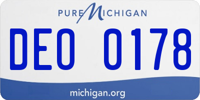 MI license plate DEO0178