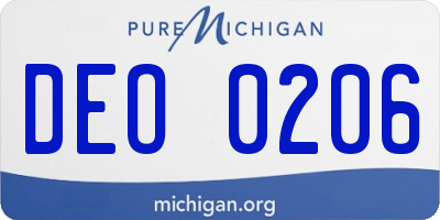 MI license plate DEO0206