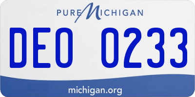 MI license plate DEO0233
