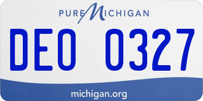 MI license plate DEO0327