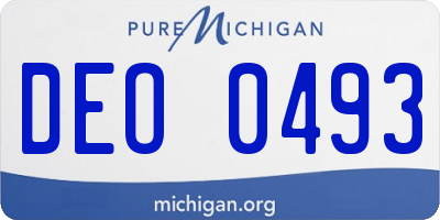MI license plate DEO0493