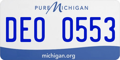 MI license plate DEO0553