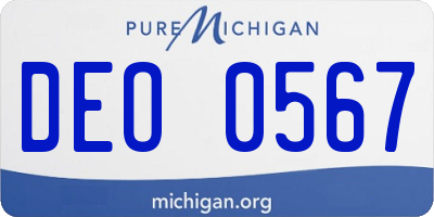 MI license plate DEO0567