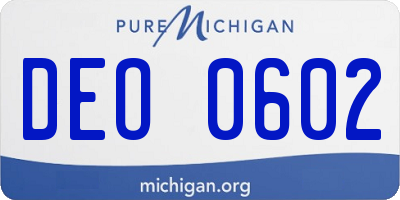 MI license plate DEO0602
