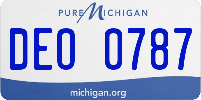 MI license plate DEO0787