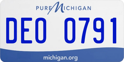 MI license plate DEO0791
