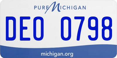 MI license plate DEO0798
