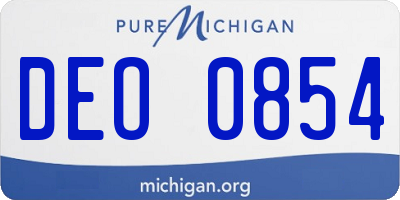 MI license plate DEO0854