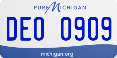 MI license plate DEO0909