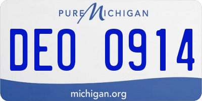 MI license plate DEO0914