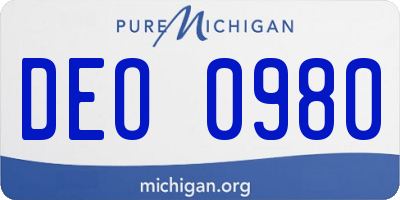 MI license plate DEO0980
