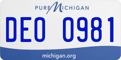 MI license plate DEO0981