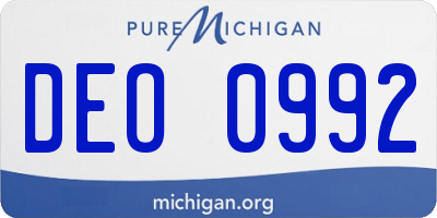 MI license plate DEO0992