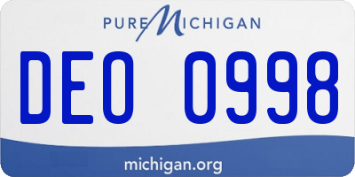 MI license plate DEO0998