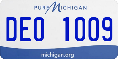 MI license plate DEO1009