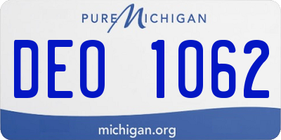 MI license plate DEO1062