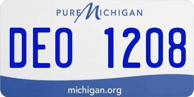 MI license plate DEO1208
