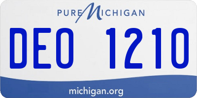 MI license plate DEO1210