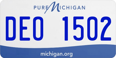 MI license plate DEO1502