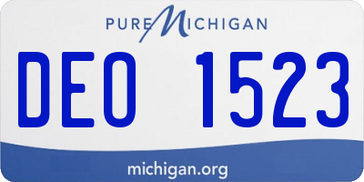 MI license plate DEO1523