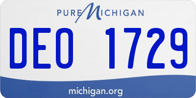 MI license plate DEO1729