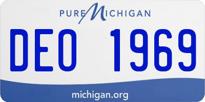 MI license plate DEO1969