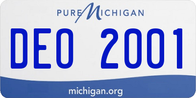 MI license plate DEO2001