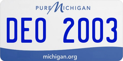 MI license plate DEO2003