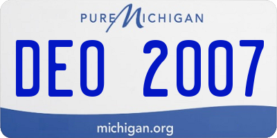 MI license plate DEO2007